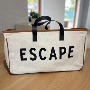 Santa Barbara Design large Canvas Tote Bag with Black Leather Handles